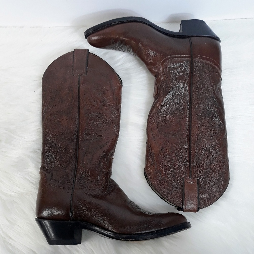 Justin Brown Leather Western Cowgirl Boots